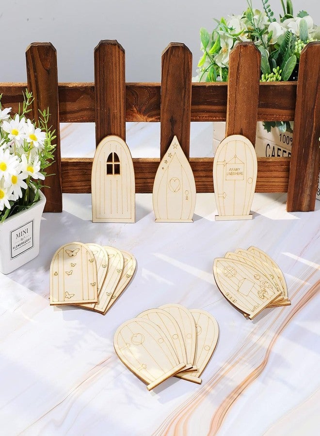 Haoser 48 Pcs Fairy Door Wooden Garden Doors Craft Mini Window Fairy House DIY Kit Unfinished Miniature Door Unpainted Fairy Window Accessories for Wall Home Party Decoration (Delicate Style) - Image 4